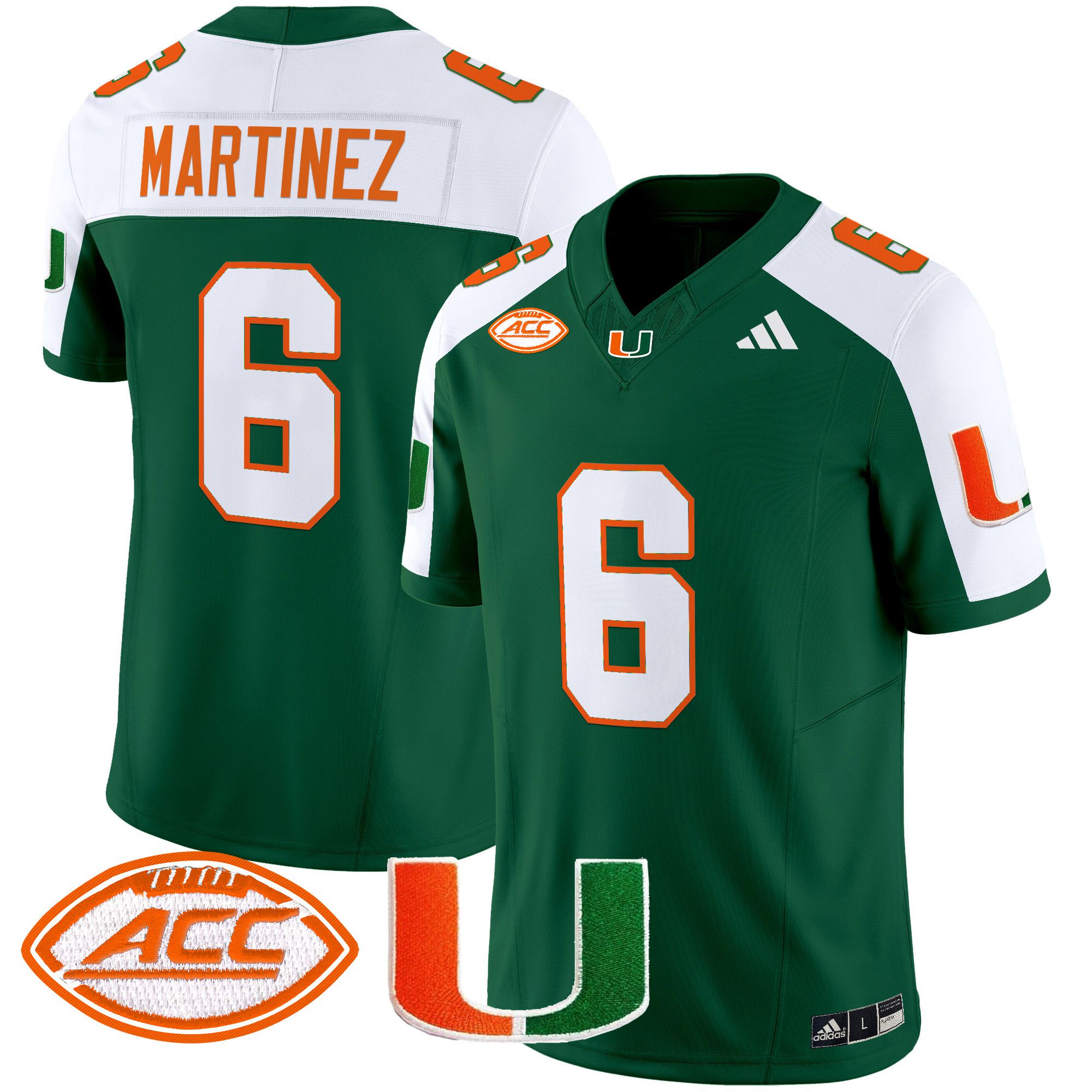 Men Miami Hurricanes #6 Martinez Green 2024 Vapor Limited NCAA Jersey